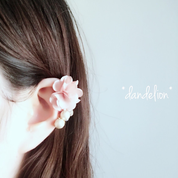 Re…* 櫻桃色棉質珍珠寶石耳骨夾和穿孔/耳環套裝 第3張的照片