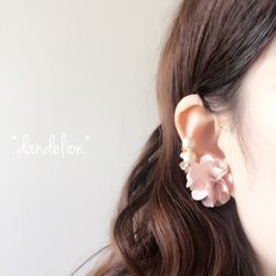 Re…* 櫻桃色棉質珍珠寶石耳骨夾和穿孔/耳環套裝 第4張的照片