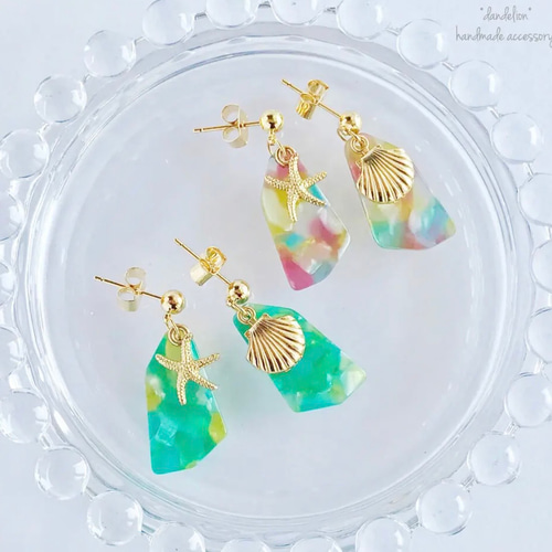 選べる2色♡海のシーグラス風ピアス/イヤリング ピアス（フック