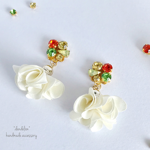 南国フルーツカラービジューフリルタッセルピアス/イヤリング ピアス 
