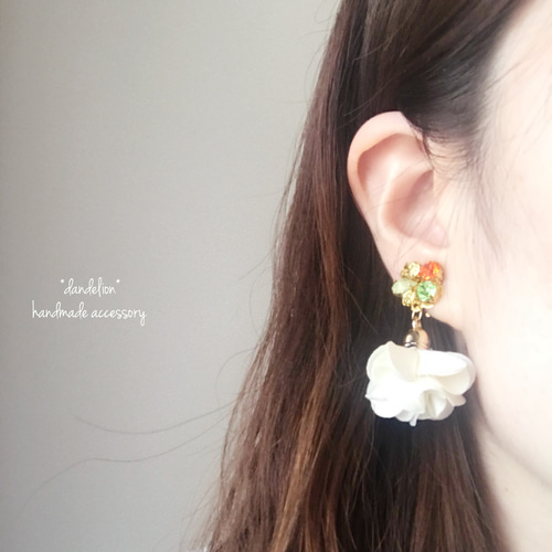 南国フルーツカラービジューフリルタッセルピアス/イヤリング ピアス 