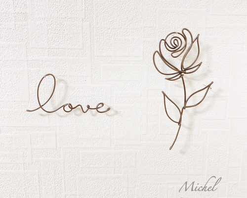 花言葉シリーズ＊ バラ ワイヤークラフト ウォールステッカー