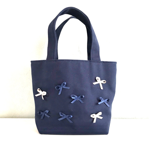 トッカ風♡リボントートBag(ネイビー) トートバッグ