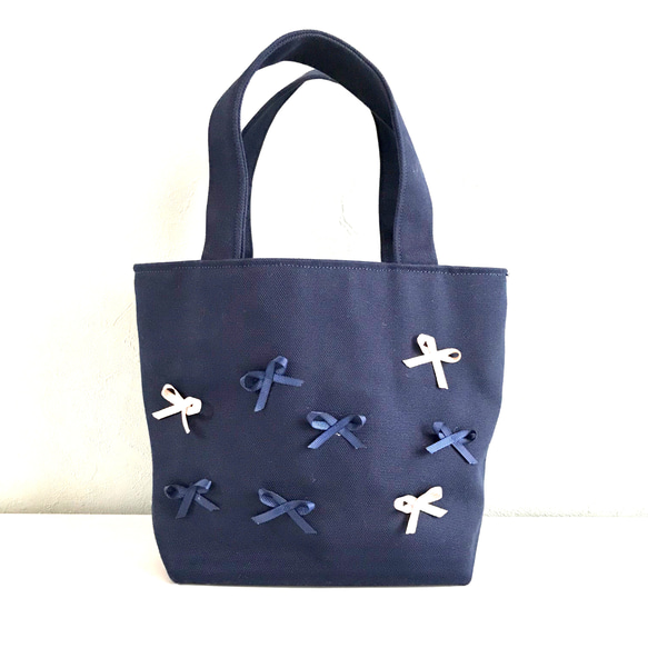 トッカ風♡リボントートBag(ネイビー) トートバッグ