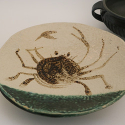 北大路魯山人作 蟹絵 刷毛目 向付 五客 懐石料理 共箱　M586　YS 北大路魯山人作 蟹絵 刷毛目 向付 五客 懐石料理 共箱 M586 YS
