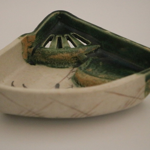 織部焼　扇面　向付　5客　作家物 織部扇面向付（五客揃）山口茂造 共箱 : 茶道具商 越中屋 - 通販