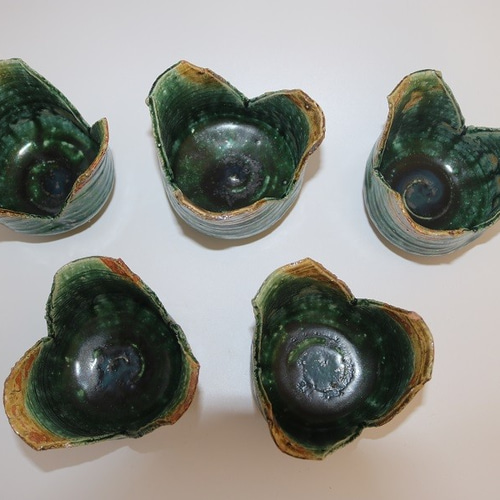 瀬戸焼　織部割山椒向付　10客　8cm　今物 瀬戸焼 掛分織部深向付 5客 9.8cm 昭和初期 - メルカリ