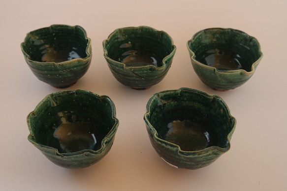 織部木の葉形小鉢５客組み（作品番号O-014) 6枚目の画像