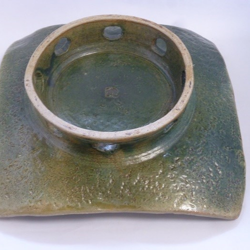 魯山人 信楽 四方皿 魯山人写 美食道楽 和食器揃 祥山 色絵銀彩糸巻文四方皿