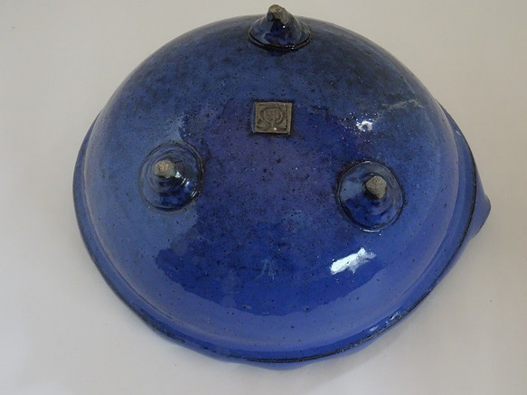 瑠璃（るり）釉アワビ形鉢（作品番号S-042) 5枚目の画像