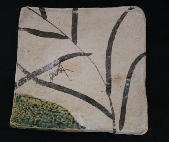 魯山人好み織部秋草紋平鉢（作品番号R-044) 3枚目の画像