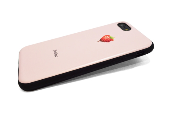《iIchigo》チョコ いちご ハート  iPhone7/8（4.7インチ） レザーケースフルカバー（ピンク） 2枚目の画像