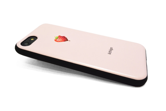 《iIchigo》チョコ いちご ハート  iPhone7/8（4.7インチ） レザーケースフルカバー（ピンク） 3枚目の画像