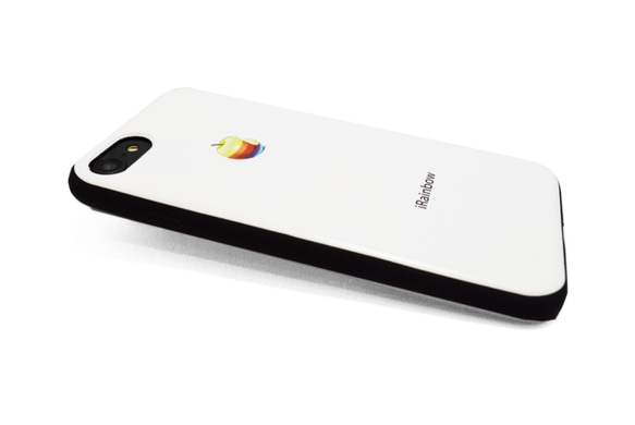 《3D RAINBOW APPLE》 虹りんご iPhone7/8用（4.7インチ） レザーケースフルカバー ホワイト 3枚目の画像