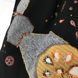 れんこんのトートバッグ　黒×茶《刺繍＆手描き》秋色 5枚目の画像