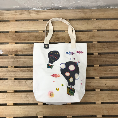 気球のキャンバストート2 《刺繍＆手描き》エコバックにも