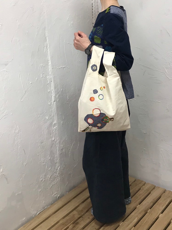 ★SALE‼︎ 35%OFF★きのこのエコバッグ《刺繍＆手描き》 7枚目の画像