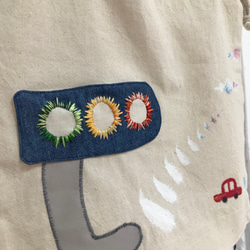 信号のエコ巾着袋 Mサイズ《刺繍＆手描き》★入園入学 7枚目の画像