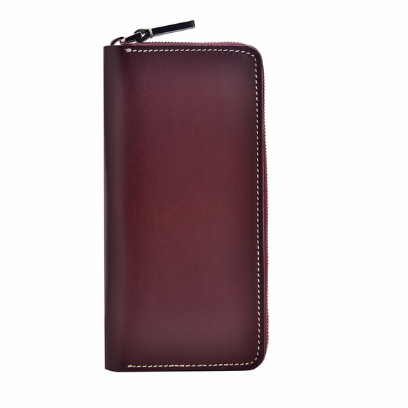 シンプルなファッションの赤茶色の革の長いジッパー財布ロングクリップ/財布/財布/クラッチ - 赤茶色 4枚目の画像