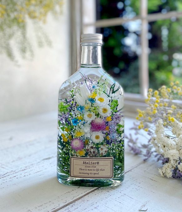 ハーバリウム　whiskey bottle　〜flower bed〜　special 2枚目の画像