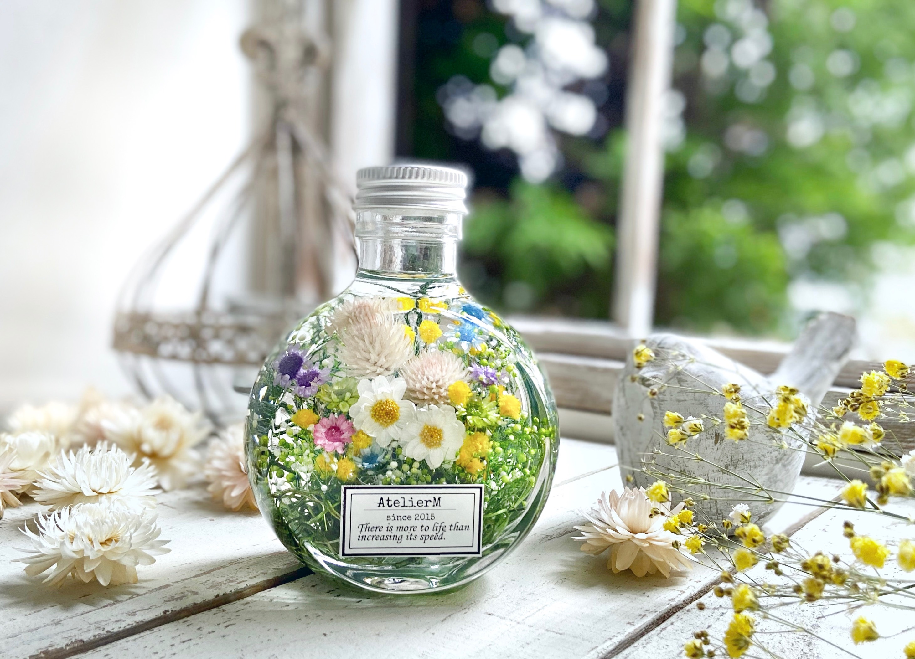 ◇ハーバリウム349華やかなモッコウバラのbottle *.:。✿*゜