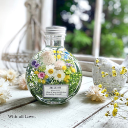 ハーバリウム  〜絵本の中の花畑〜  With all Love. 150ml neko bottle 母の日ギフト 2枚目の画像