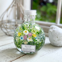 ◇ハーバリウム 261 真っ白なお花のネコbottle *.:。✿*゜¨