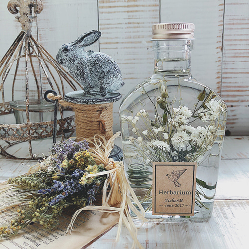 ハーバリウム&ミニスワッグのセット〜simple life〜 ハーバリウム