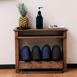 【玄関の台+スリッパ立てのセット】エボニー　頑丈でコンパクトで邪魔になりません！ 3枚目の画像
