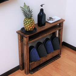 【玄関の台+スリッパ立てのセット】エボニー　頑丈でコンパクトで邪魔になりません！ 4枚目の画像