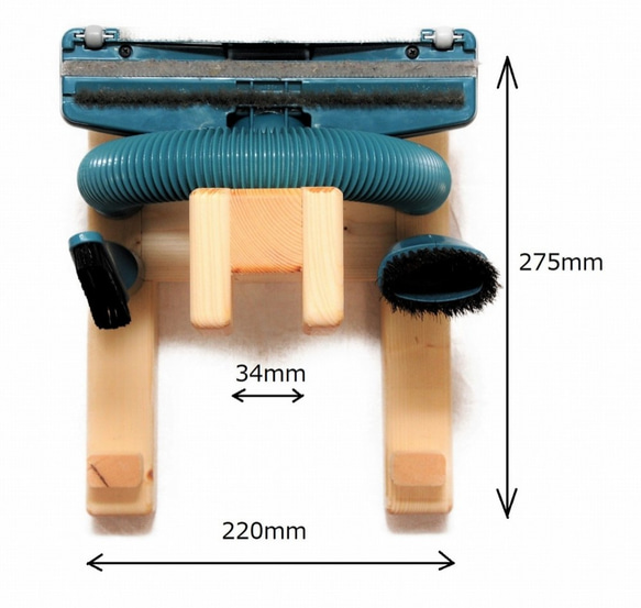 交換ヘッドが全部収納できるマキタクリーナー用木製スタンド　サイクロンアタッチメントにも対応！ 6枚目の画像