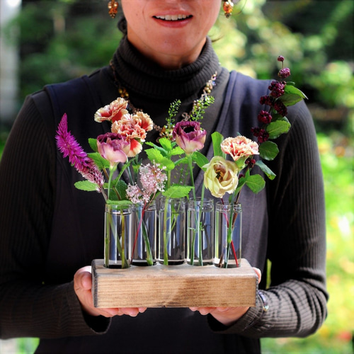 5輪挿しフラワースタンド エボニー 一輪挿し・花瓶・花器 工房