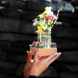 5輪挿しフラワースタンド「お花畑」　ウッドナチュラル 5枚目の画像