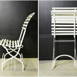アンティーク調 フォールディング ガーデンチェア 折り畳み アイアン木製椅子 2枚目の画像
