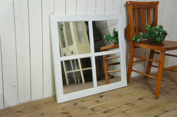 ヴィンテージ 大きな 存在感 窓枠 インテリア ミラー 鏡 シャビー ヴィンテージ 大きな 存在感 窓枠 インテリア ミラー 鏡 シャビー