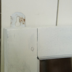 アンティーク調 木製窓枠 鏡 壁掛けミラー 4枠 シャビーホワイト 4枚目の画像