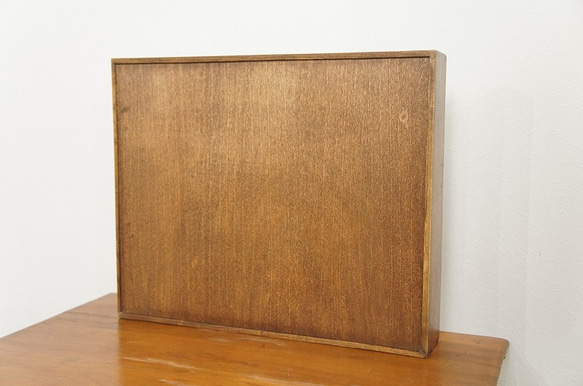 ミンディ材 木製小物入れ トレイ 升箱 木箱 飾り棚　16マス ウォールナット 5枚目の画像