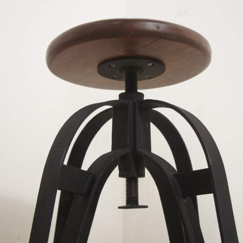 木製 スツール アイアン脚 ビンテージ インダストリアル 回転椅子