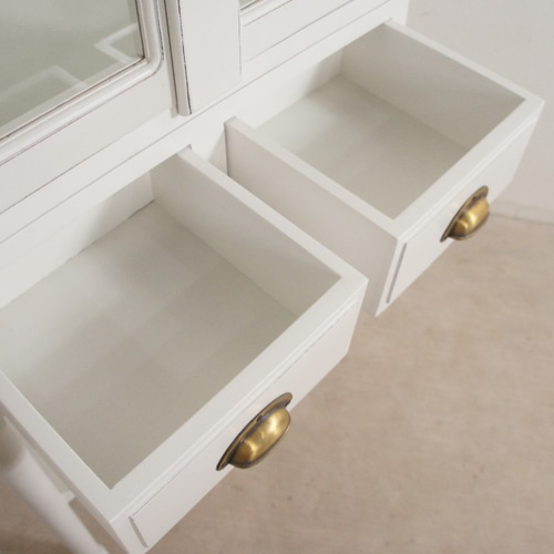 アンティーク調 ガラス キャビネット スリム 医療棚 飾り棚