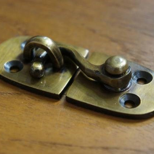 アンティーク調 フックタイプ ロック金具 引掛け 真鍮製 掛金