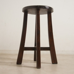 アンティーク調 レトロな丸スツール 木製椅子 高級 チーク無垢材 ダーク cha013 7枚目の画像