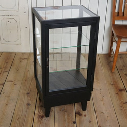 アンティーク調 ガラス棚 黒 飾り棚 ガラスケース ショーケース パンケース 2枚目の画像