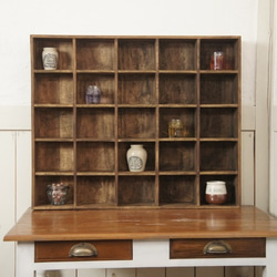 古木 木製小物入れ トレイ ラック 升箱 古い木箱 飾り棚 25マス 棚