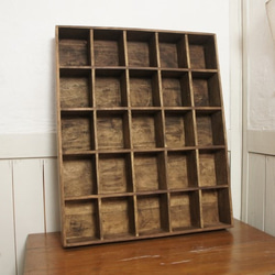 古木 木製小物入れ トレイ ラック 升箱 古い木箱 飾り棚　25マス 4枚目の画像