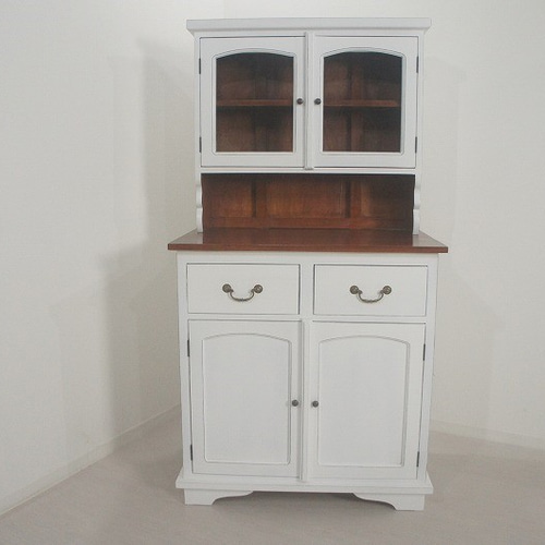 フランス製　アンティーク調カップボード　食器棚　キャビネット　飾り棚　シャビィ フランスアンティークカップボード飾り棚シャビーシックW1500