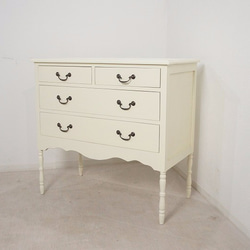 アンティーク調 シャビー アイボリー 4杯 チェスト 収納タンス