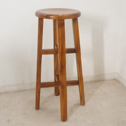 レトロ 古木 チーク無垢材 カウンター チェア ハイタイプ スツール 木製椅子 cha0131 2枚目の画像