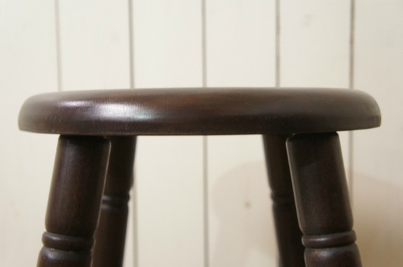 英国アンティーク調 西洋 スツール マホガニー無垢材 丸椅子 ダーク　cha155 4枚目の画像