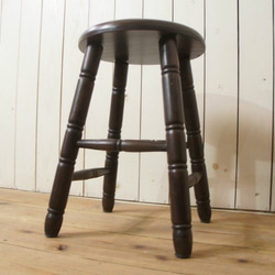 英国アンティーク調 西洋 スツール マホガニー無垢材 丸椅子 ダーク　cha155 5枚目の画像