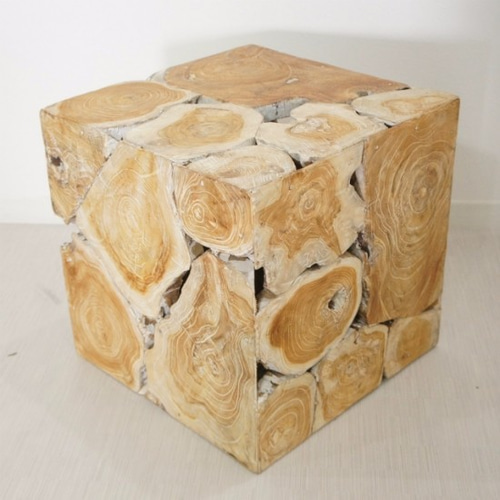 無垢 チークブロックスツールN 40x40cm 銘木 チーク ブロック スツール 椅子 天然木 無垢 キューブ 40cm 椅子